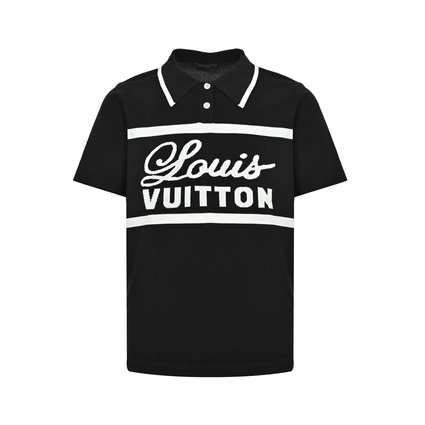 Louis Vuitton/Louis Vuitton striped signature letter jacquard knitted Polo short sleeves
